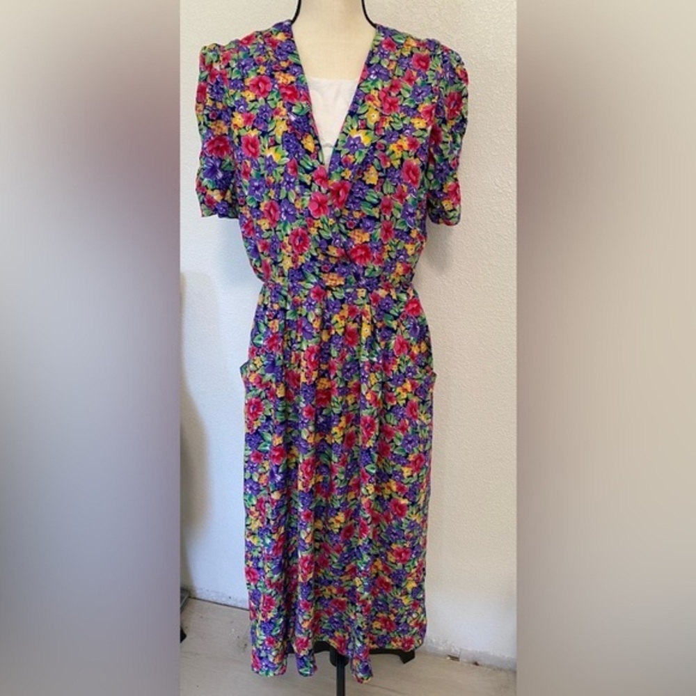 Vintage RJ Stevens Carol Escritor Secretary Dress Floral Size 16